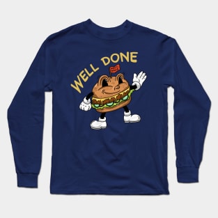 Vintage hamburger cartoon mascot Long Sleeve T-Shirt